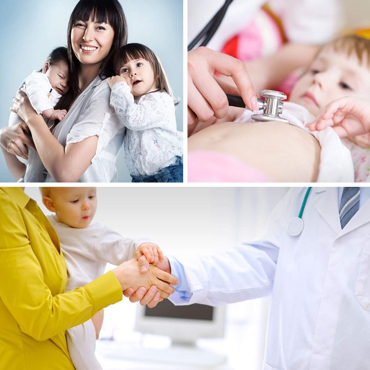 Photo Collage of Children, Parents and Doctors